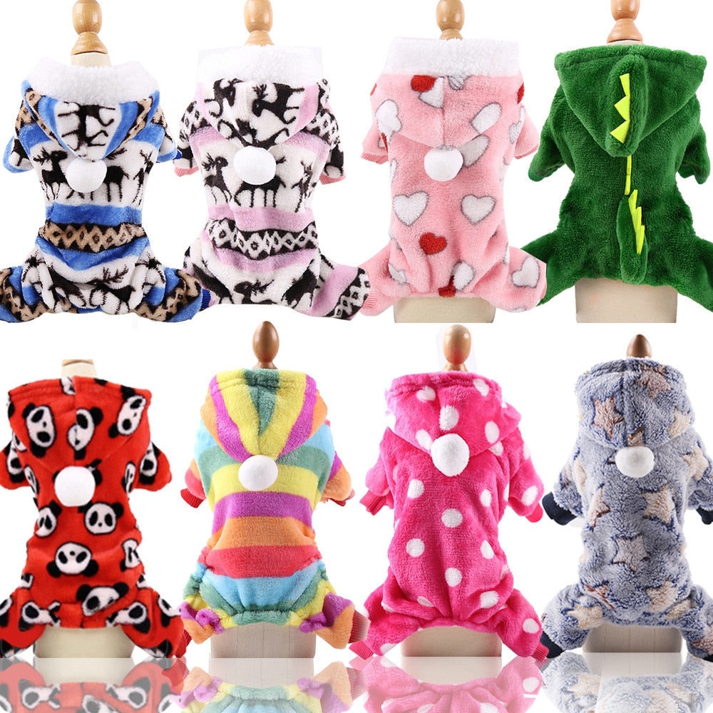 Soft Warm Pet Dog Jumpsuits Clothing for Dogs Pajamas Fleece Small Puppy Coat Pet Outfits Hoodie Clothing Cats Clothes Christmas